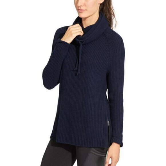 Womens Athleta Borealis Cowl Neck Chunky Wool Knit Side Zip Sweater Size XXS - Picture 1 of 13